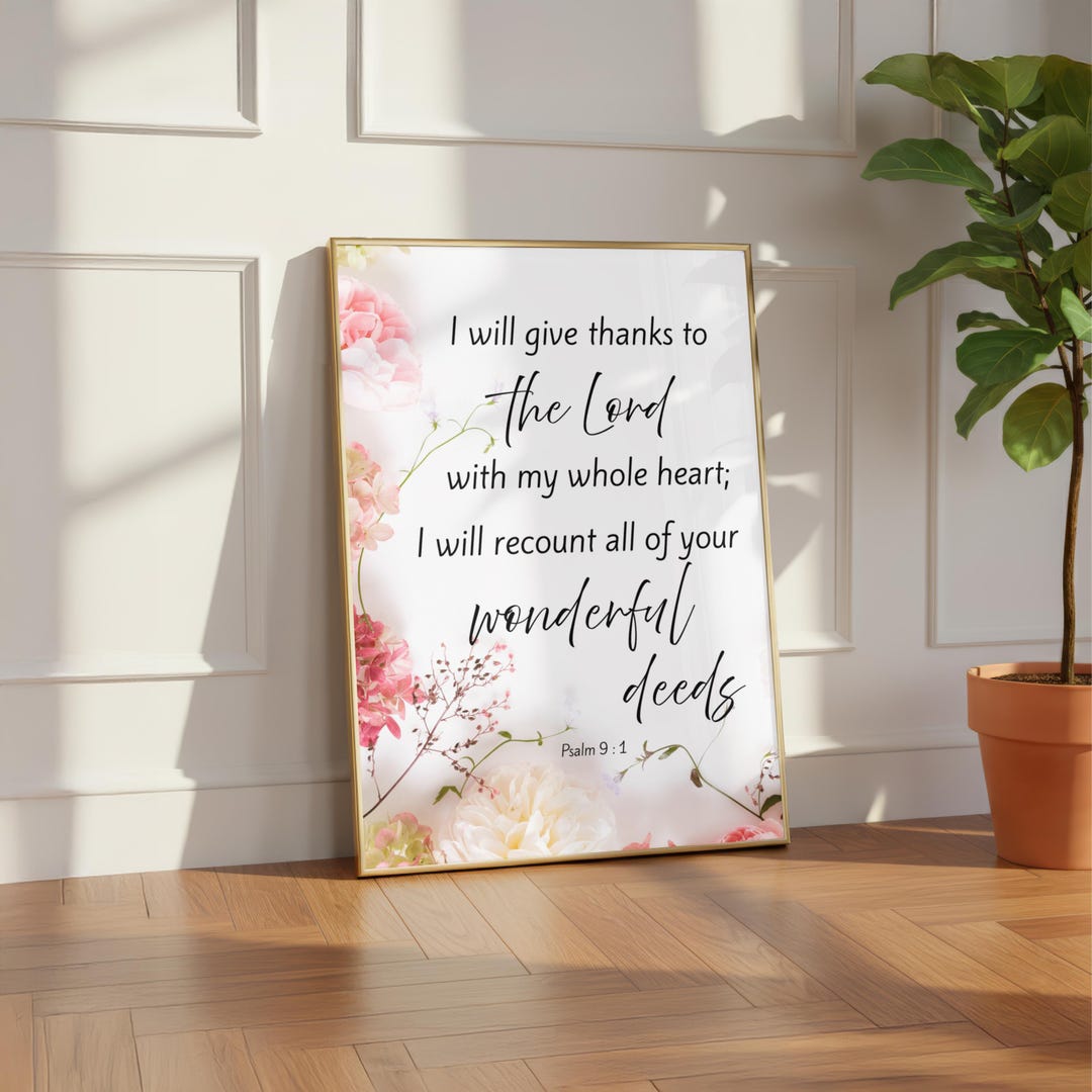 Christian Wall Art, Give Thanks to the Lord, Thanksgiving Psalm 9:1 ...