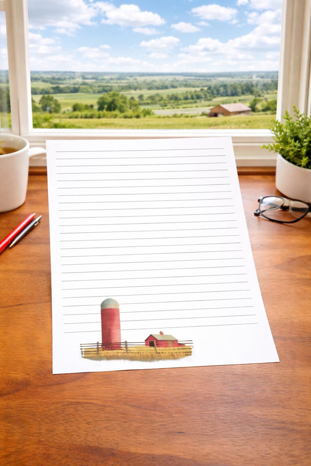 Barn and Silo Printable Stationery | Writing Paper | Lined & Blank ...