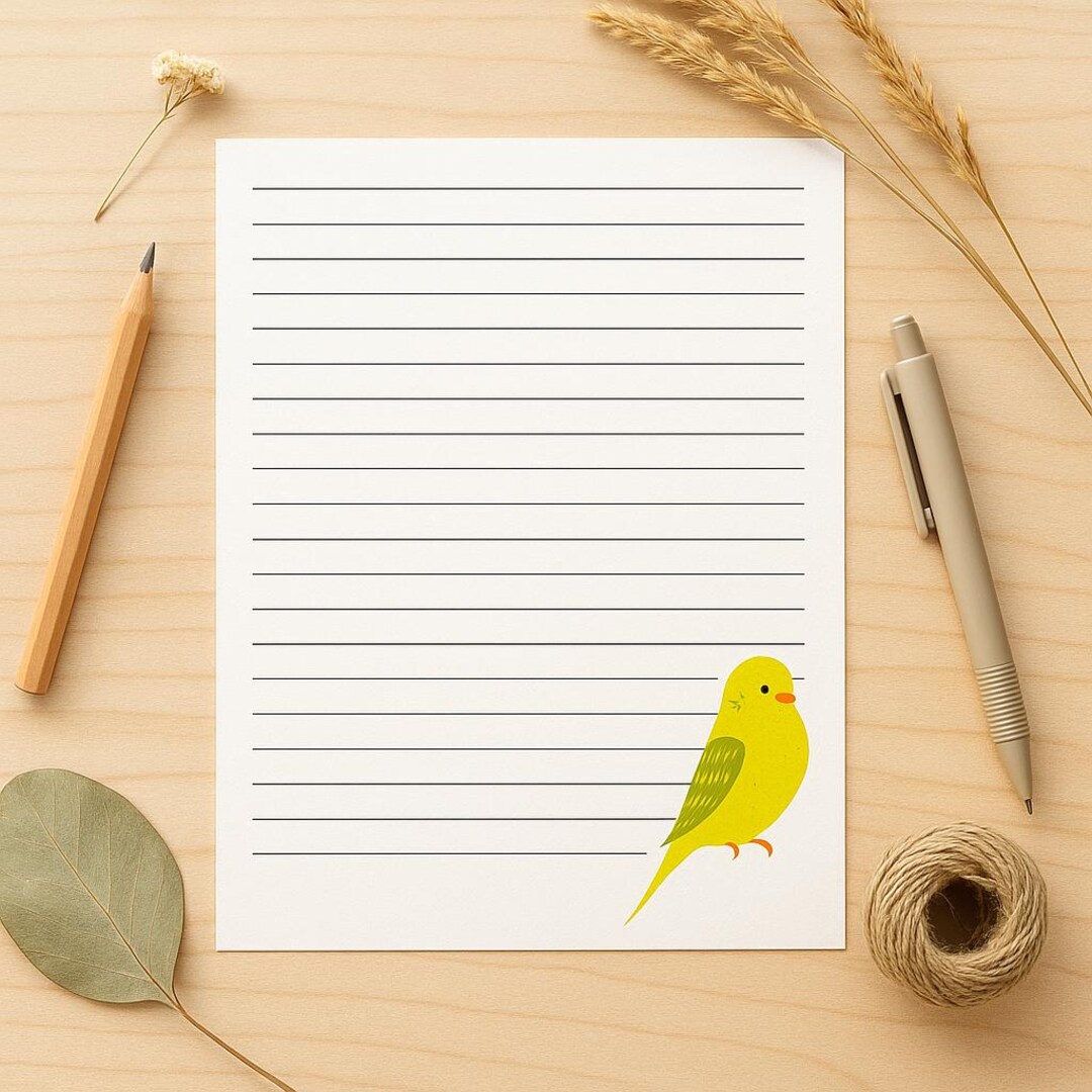 Yellow Bird Printable Stationery | Bird Letterhead | Instant Download ...