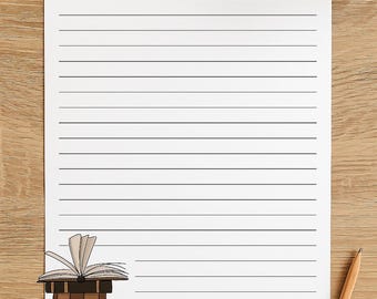 Book Stack Lined & Unlined Stationery | Cozy Writing Paper | Instant Download