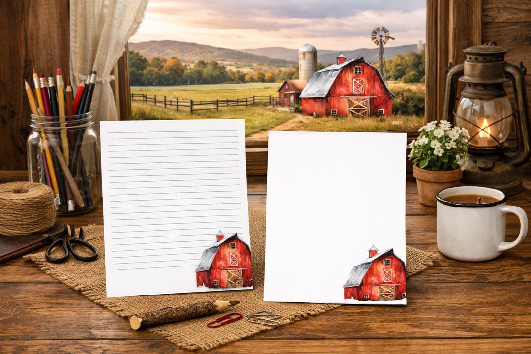 Red Barn Printable Stationery | Writing Paper | Lined & Blank Pages ...