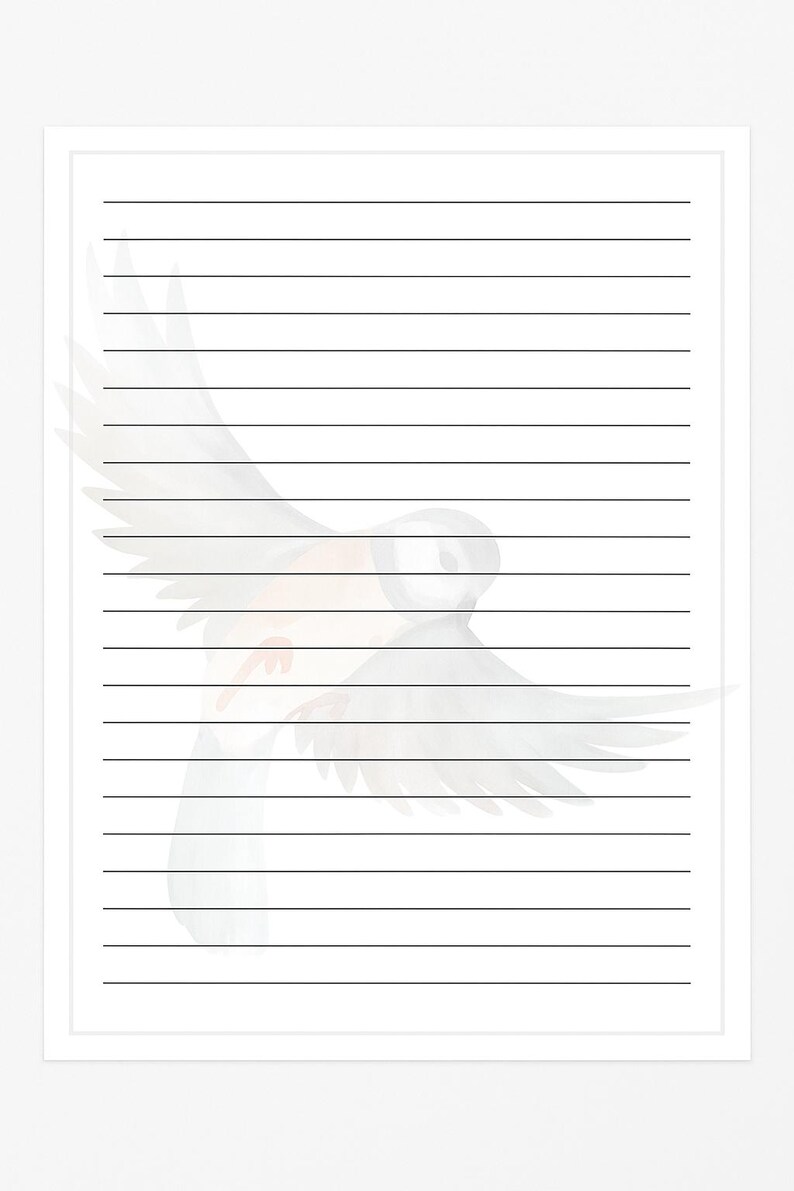 Watercolor Bird Printable Stationery | Lined & Unlined Writing Pages ...