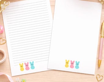 Carta da lettere pasquale Peeps / Carta da lettere a righe e bianca (download digitale)