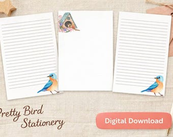Spring Bird Stationery Bundle | Printable Lined & Unlined Writing Paper ...