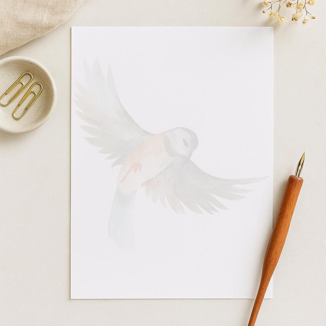 Watercolor Bird Printable Stationery | Lined & Unlined Writing Pages ...