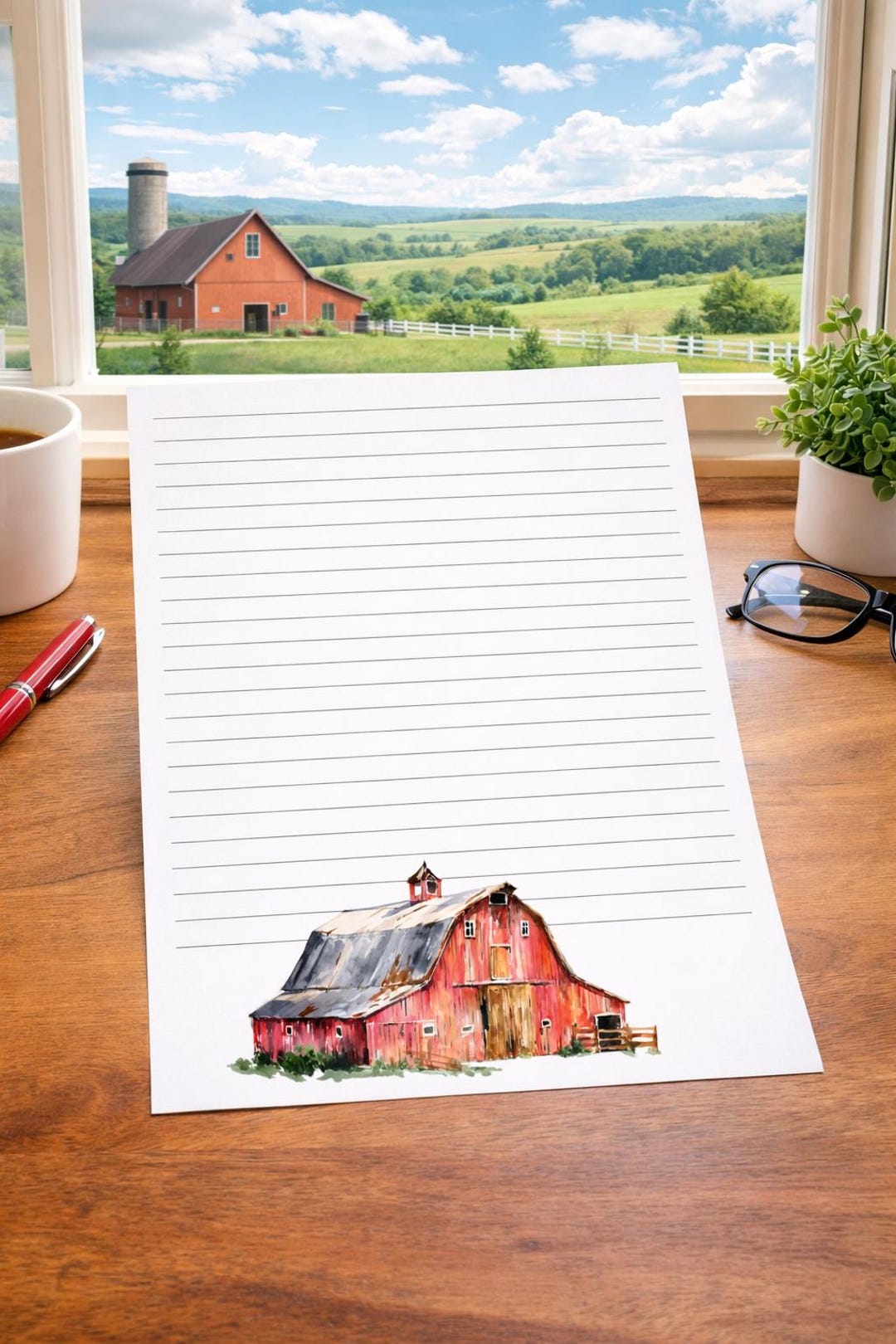 Red Barn Printable Stationery | Writing Paper | Lined & Blank Pages ...