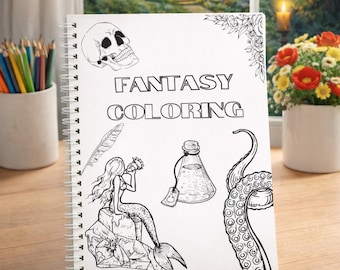 Fantasy Coloring Book | Witchy & Mystical Coloring Pages | Dark Fantasy Adult Coloring | Printable Fantasy Art Coloring Book