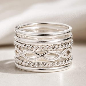 6 Sterling Silver Stackable Rings, Minimalist Boho Bands, Everyday Layering Jewelry