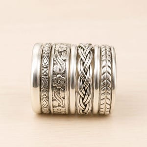 8 Sterling Silver Stackable Rings, Boho Minimalist Handmade Bands