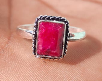 Rainbow Moonstone Sterling Silver Ring, Handmade Boho Statement Jewelry