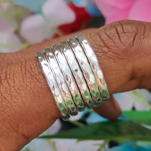 Hammered Sterling Silver Stacking Rings • Handmade Thin Band Set