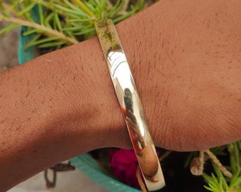 Handgemaakte gepolijst messing armband | Verstelbare uniseks manchetarmband
