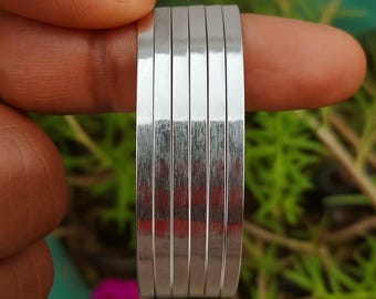 Lot de 6 joncs en argent sterling, bracelets empilables minimalistes