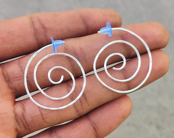 Handmade Silver Spiral Dangle Earrings | Boho Minimalist Jewelry