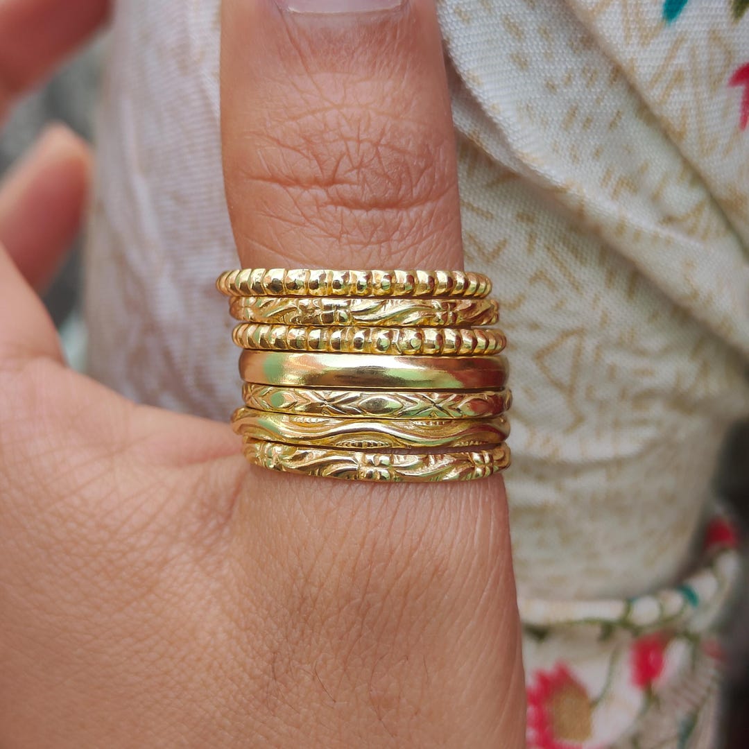 Stackable Gold Rings Studio Handmade 14K Gold Filled Stackable Ring Set, 7 Rings - Etsy