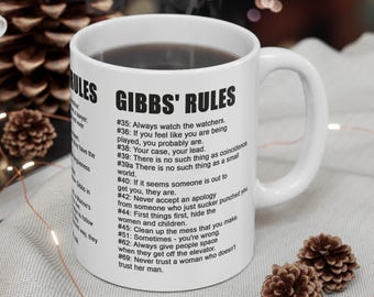 NCIS Gibbs' Rules Coffee Mug: Personalized Funny Gift Living gift Classic Mug Funny Custom Gift for Him Her Friend Unique Name Mug mEH1