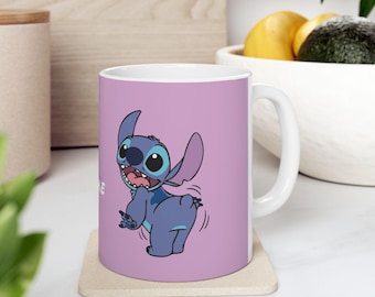 Personalised Ohana Lilo and Stitch Mug, Colourchanging 11oz mug, Gift for Disney Fun, Birthday gift Coffee Tea Add your name / text MugAS2
