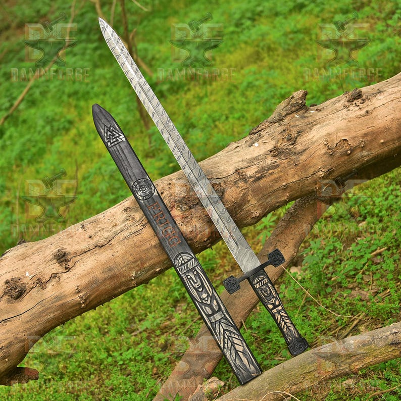 Viking Ritual Sword 7 Sword Set - Hand-carved Norse Gods Wooden Swords – Viking Mythology ...