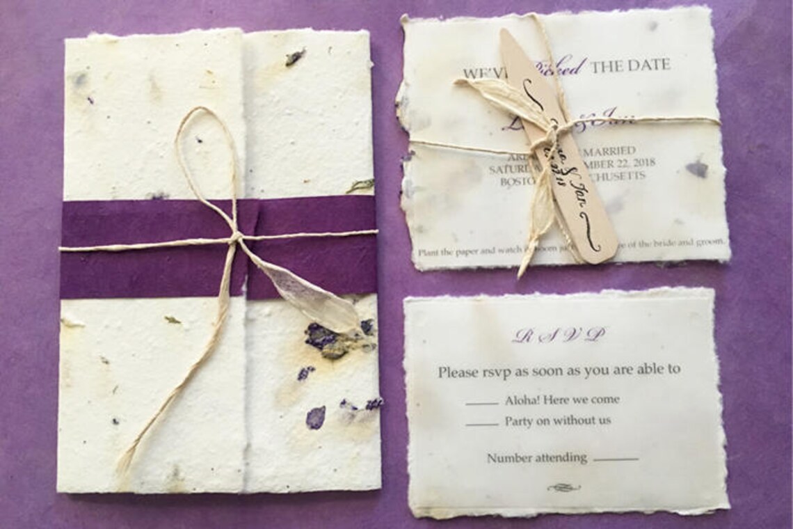 Handmade Seeded Paper Wedding Invitation Seeds of Love Etsy