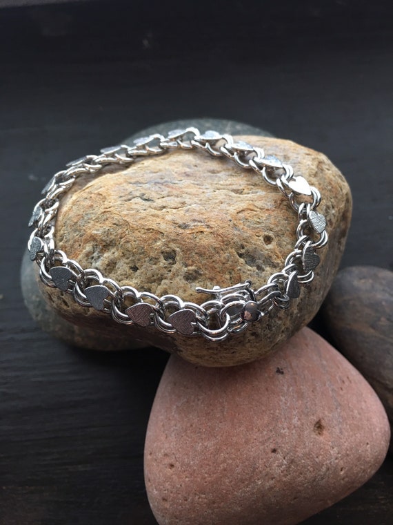 Elco Bracelet Sterling Silver Charm Holder Double Link