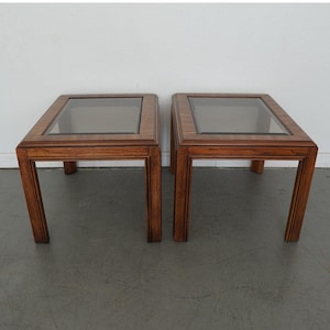 Vintage Drexel Heritage Accolade Collection Glass-Top End Tables (Set of 2)