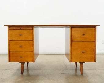 Vintage Paul McCobb MCM Double Pedestal Desk