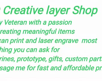 Servicios personalizados de impresión 3D y grabado láser.