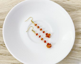 14K Gold Filled Karneol Perlen Ohrringe, 925 Sterling Silber, Juli Geburtsstein Schmuck, zarte Orange Edelstein Tropfen