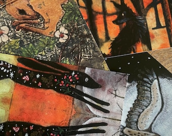 Postales de acuarela de animales del bosque - Felices fiestas