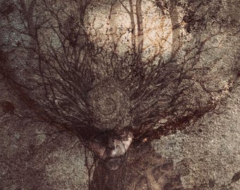Baba Yaga Art Print: Dark Forest Witch Illustration, Slavic Folklore