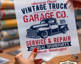 Vintage Truck Garage Ready To Press DTF, American Classic Truck DTF Print, Service And Repair Dtf, Retro Pickup Dtf, Truck Lover DTF