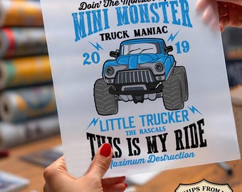 Mini Monster Truck Ready To Press DTF, Little Trucker DTF Print, This Is My Ride Dtf, Kids Blue Truck Dtf, Truck Lover DTF