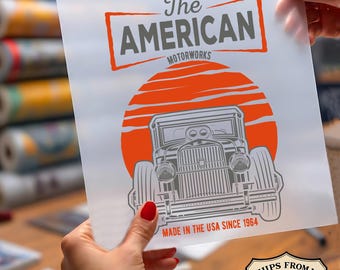The American Motorworks Ready To Press DTF, Vintage Hot Rod DTF Print, 1964 Classic Auto Dtf, Retro Sunset Car Dtf, Car Lover DTF