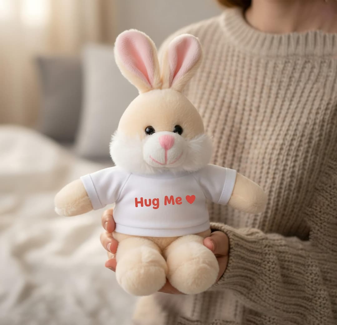 Hugging Rabbit Plush Stock Hug Me Bunny Plush | Soft Stuffed Animal With T-shirt - Etsy