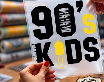 90’s Kids DTF Transfer, Ready To Press, Retro Typography Heat Transfer, Nostalgic Youth Design for Shirts, Hoodies & Tote Bags And More