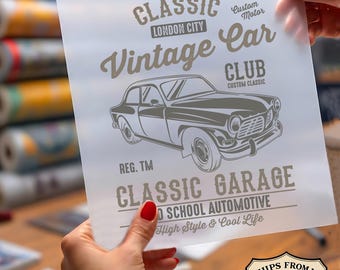 Classic Garage Vintage Car Ready To Press DTF, London City Classic Auto DTF Print, Old School Automotive Dtf, Car Lover DTF