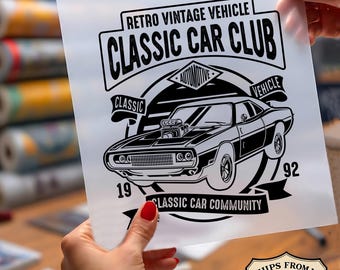 Classic Car Club Ready To Press DTF, Retro Vintage Vehicle Dtf Print, Muscle Car Community Dtf, 1992 Classic Auto DTF, Car Lover DTF