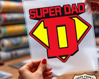 Super Dad Shield Logo Design DTF Transfer, Ready to Press, Superhero Father T-Shirt Art,Best Dad Ever Hero Theme Gift,Comic Style Fatherhood