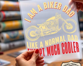 I Am A Biker Dad DTF Transfer, Ready To Press, Vintage Motorcycle Father Design for T-Shirts, Cool Dad Life DIY Print Art,Biker Dad DIY Gift