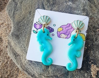 Seahorse Earrings, Summer Handmade Jewellery, Gifts for Beach Lover