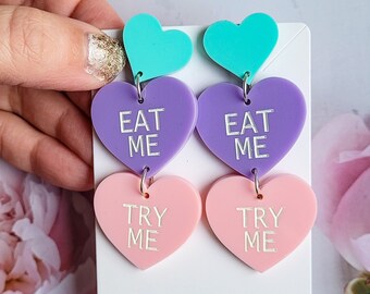 Alice in Wonderland Earrings, Cute Handmade Gifts for Her, Eat Me Cookies