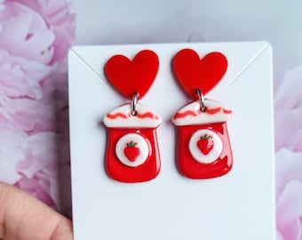 Cute Strawberry Earrings, Cottagecore Cozy Vintage Living, Unique Handmade Jewelry Gifts For Her