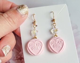 Personalised Love Heart Earrings, Romantic Handmade Gift For Her, CuteGifts for Girlfriend