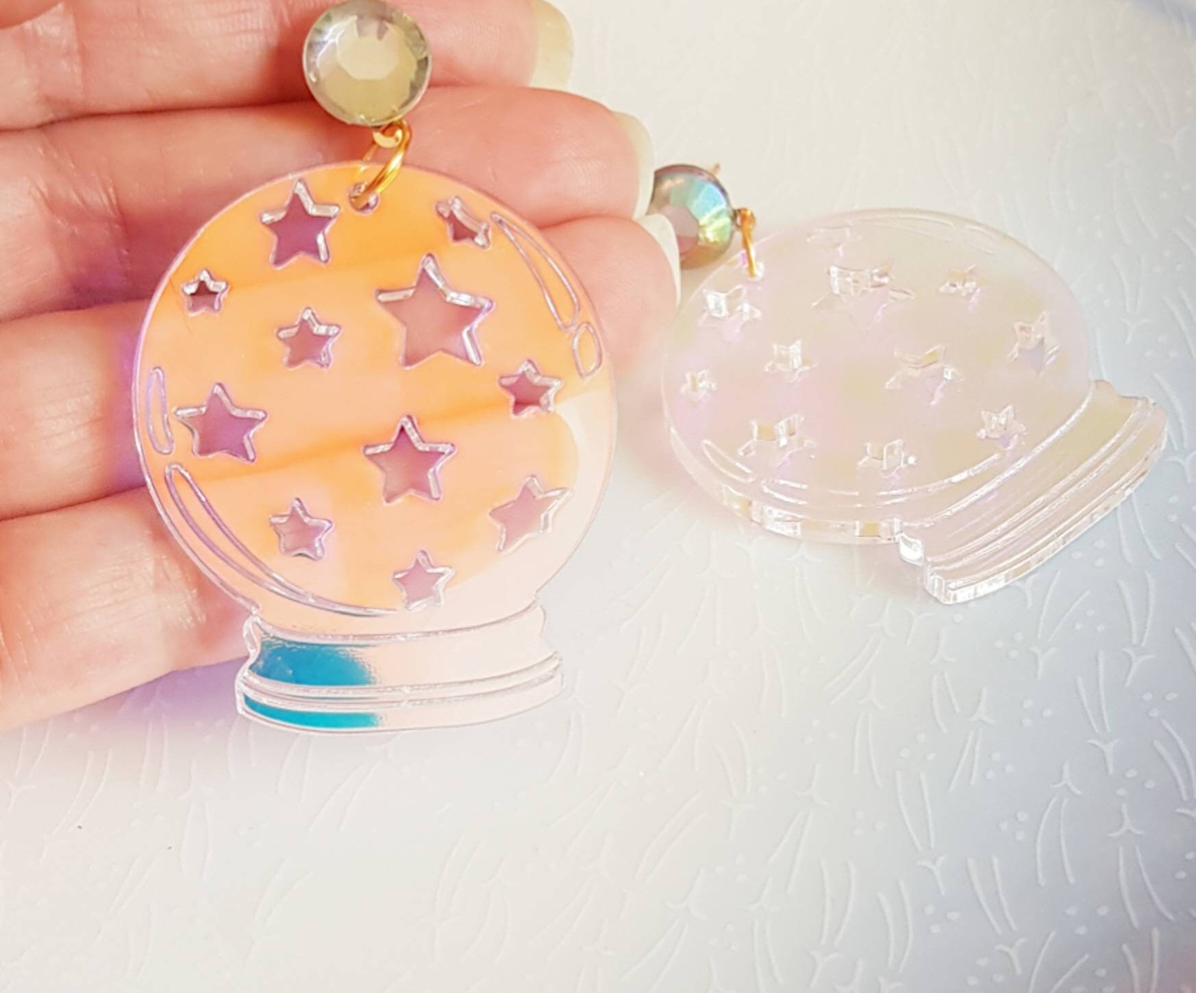 Crystal Ball Earrings Holographic Iridescent Jewelry Fortune Etsy UK