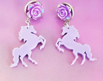 Horse Earrings, Choice of Colours, Mint, Lilac, Pink, Animal Lover Gift, Laser Cut Jewelry, Stainless Steel