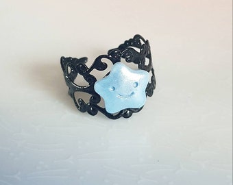 Kawaii Star Ring, Nightsky Lover, Sweet Lolita, Pastel Goth, Magical Girl, Handmade from Polymer Clay, Choice of Colour