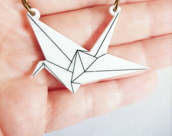 Origami Paper Bird Statement Necklace - Gifts for Stationery Lover