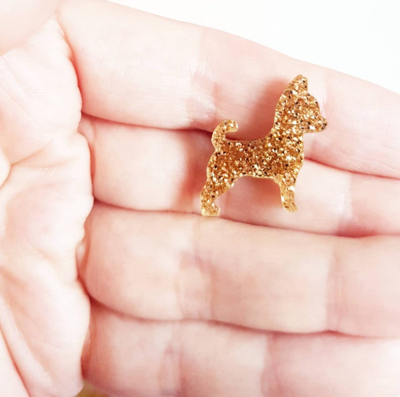 Teacup Chihuahua Studs Gold Glitter Earrings Dog Lover Etsy