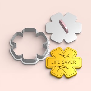 Cortador de biscoitos Estrela da Vida com carimbo, presente de agradecimento para paramédicos e socorristas.