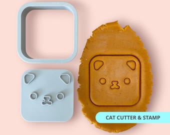 Cat Cookie Cutter & Stamp, Animal Theme Baking Tool